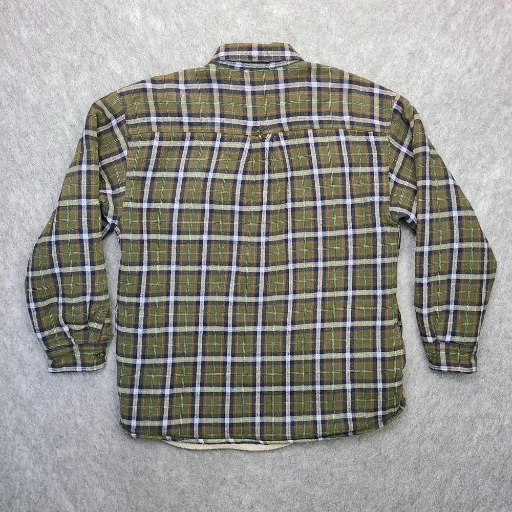 Levis  Sherpa Lined Flannel Shirt Men's L Shacket Jacket Green Plaid Workwear‎ - Picture 5 of 10